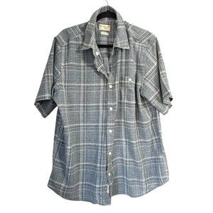 Original Weatherproof Vintage Mens Short-Sleeve Plaid Button-Up Shirt XL Blue Gr